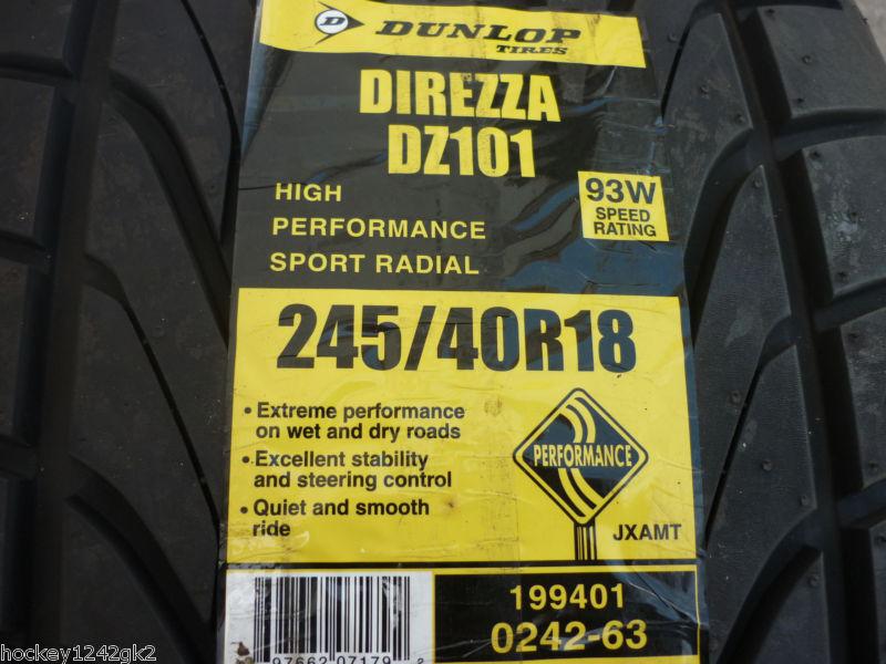 1 new 245 40 18 dunlop direzza dz 101 tire