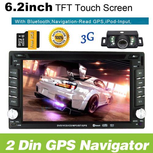 Gps navigation hd double 2din car stereo dvd player bluetooth ipod mp3 cd+camera