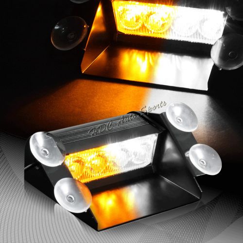 4 led  amber &amp; white emergency warn dashboard windshield flash strobe light bar