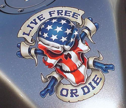 Live free skull decal graphic for motorcycles