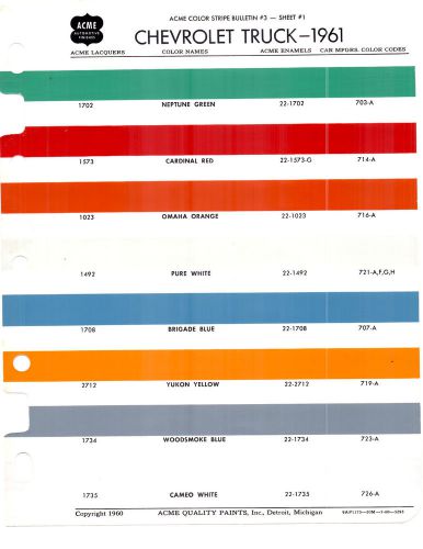 1956 1957 1958 1959 1960 1961 1962 to 1966 chevrolet trucks paint chips 61acme 3