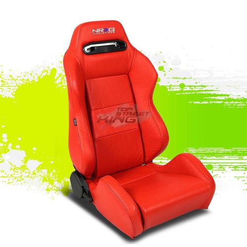 Nrg red 100% real leather jdm sports racing seats+adjustable sliders right side