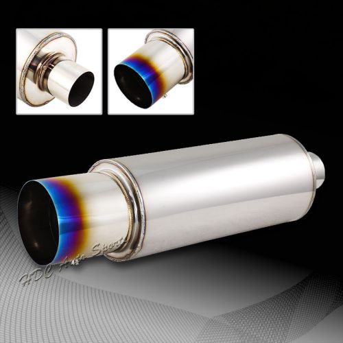 4&#034; titanium blue burnt tip t-304 weld on exhaust muffler 2.5&#034; inlet universal 5