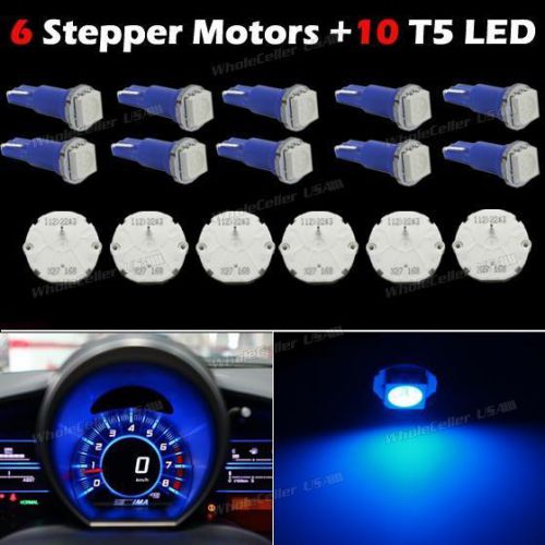 6x stepper motor x27.168  x27 168 + 10 blue led bulb instrument dash panel