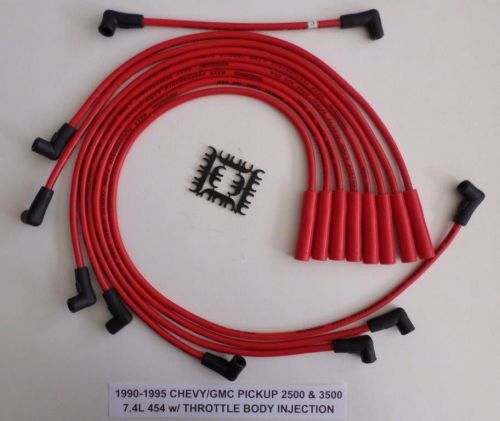 1990-95 chevy/gmc pickups 1500 2500 3500 7.4l 454 tbi 8.5mm red spark plug wires