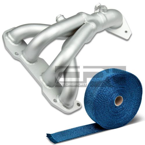 For 02-06 sentra spec v qr25de dohc ceramic coated exhaust header+blue heat wrap