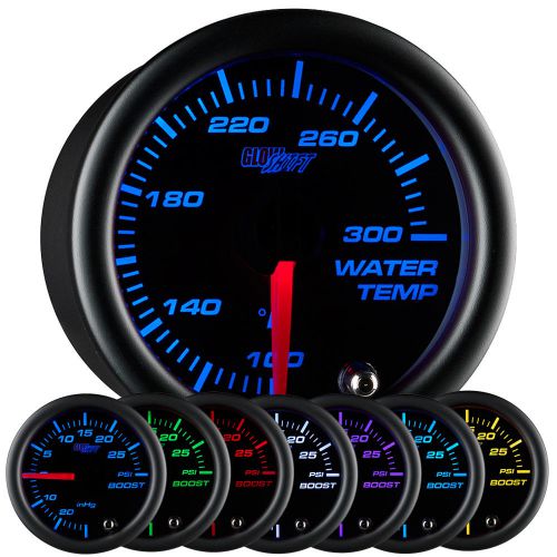 52mm glowshift black 7 color led electronic water temp gauge meter w. clear lens