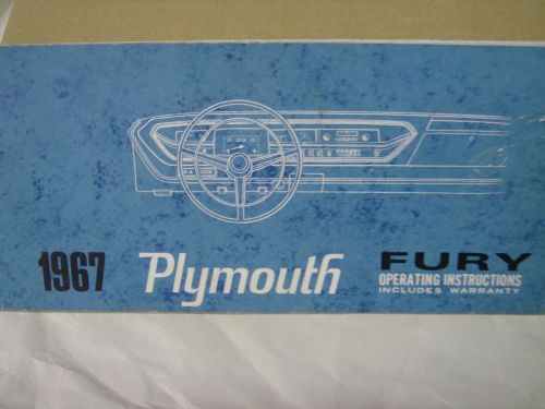 1967 plymouth fury original owners manual used