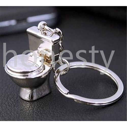 Cute mini toilet forever keychain metal key chain keyring keyfob creative gift