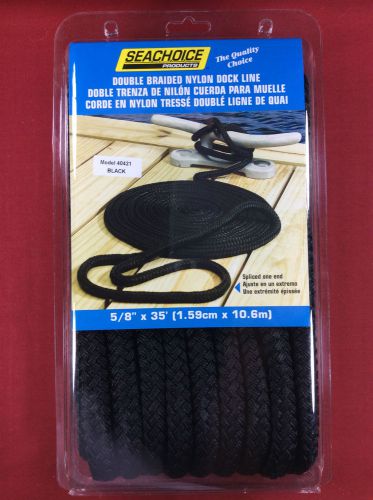 Dock line double braided nylon 5/8&#034; x 35&#039; black rope seachoice 40421