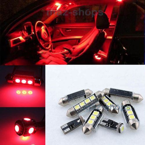 Red 6 pieces canbus led package kit interior light fit 2007 - 2012 audi tt