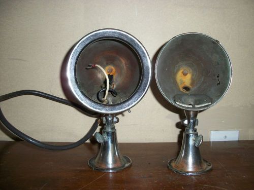 Pair 1940&#039;s 1950&#039;s portable light co. model 60 old boat spot lamp with switch