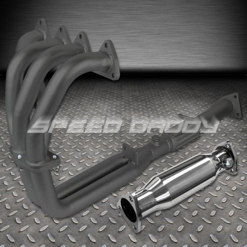 Stainless black coated racing header+cat exhaust pipe for 92-96 prelude h22 a1