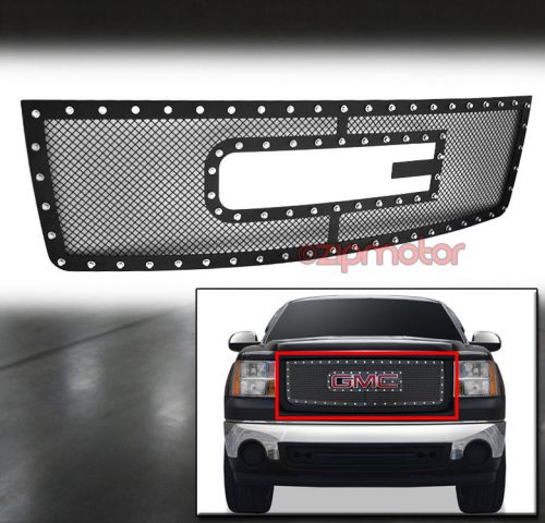 07-13 gmc sierra 1500 new body upper rivet stainless mesh grille grill logo show