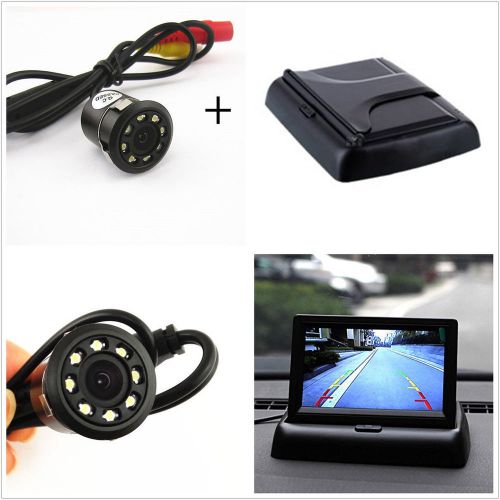 Car rear view 170° 8led night vision camera &amp; 4.3&#034; foldable lcd display monitor