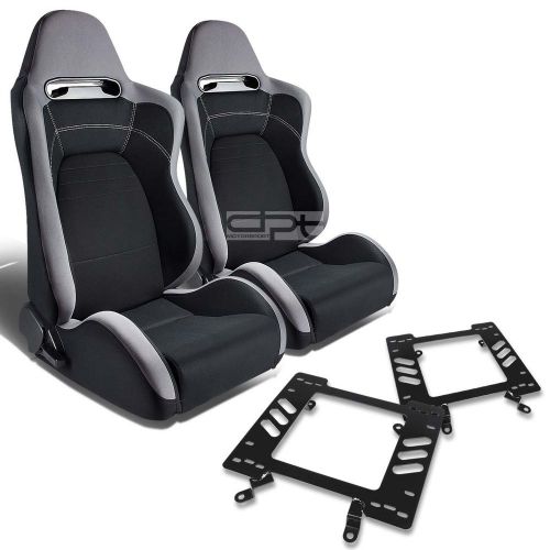 Type-r racing seat gray black cloth+silder+for 79-98 ford mustang bracket x2