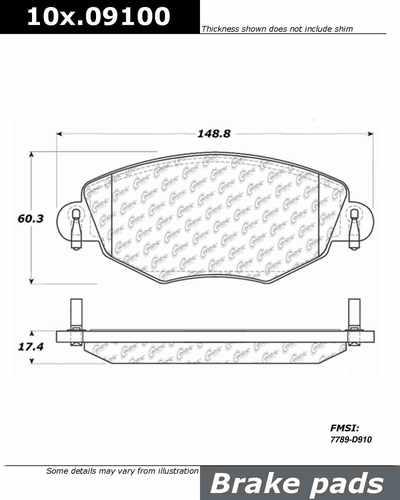 Centric 104.09100 brake pad or shoe, front-posi-quiet metallic w/shims-preferred