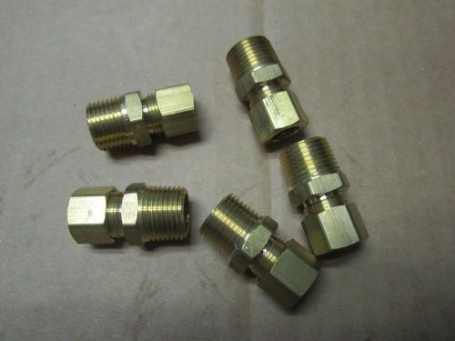 5 pieces  brass 3/8&#034; pipe&#034; x 3/8&#034; compression fittings  oil air gas