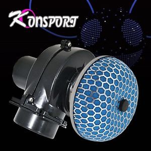 Universal 3&#034; inch air intake electric supercharger gas fuel saver+filter blue