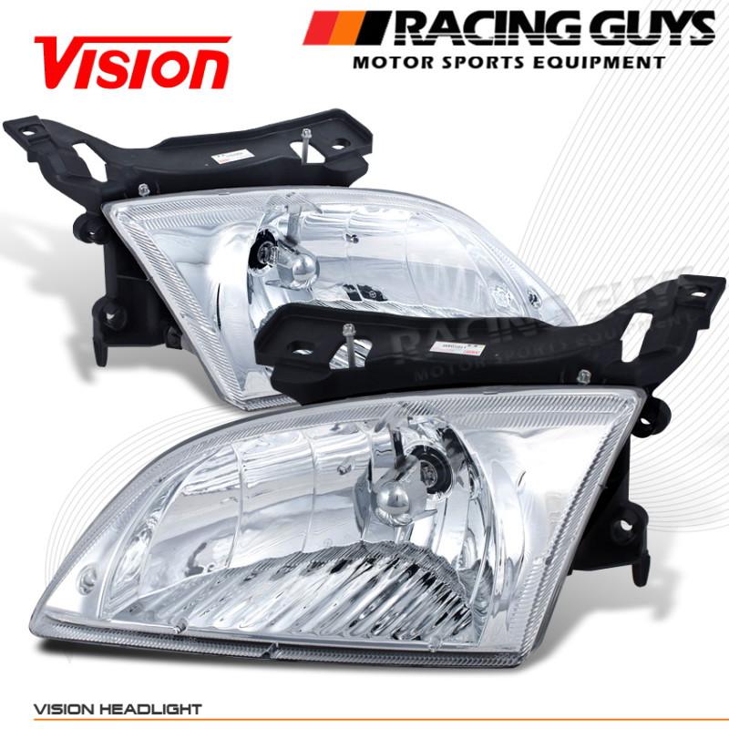 Vision euro style clear left+right head lights lamp pair replacement assembly