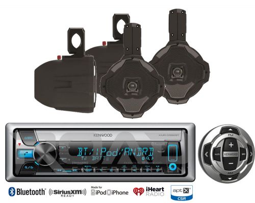 6.5&#034; wakeboard 2way speakers, kenwood marine bluetooth usb cd radio/wired remote