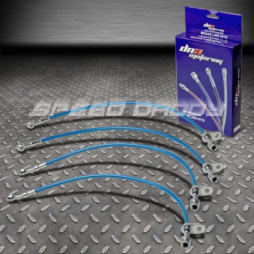 Front+rear stainless hose brake line kit for 97-01 honda prelude bb6 h22a4 blue