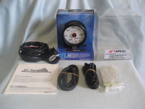 Apexi white panel boost meter (kpa)403-a955-0 nib w/ parts &amp; instruction booklet