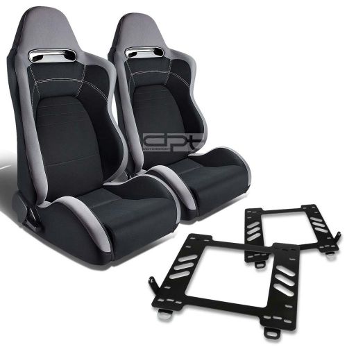 Type-r racing seat gray black cloth+silder+for 98-05 mx-5 nb bracket x2