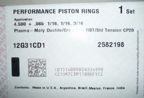 Mahle plasma moly file fit ring set  4.560 bore mahle 4565ms  new 1/16 1/16 3/16