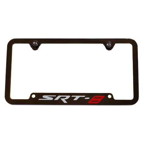 Dodge jeep chrysler srt8 srt-8 license plate frame - notched bottom - black