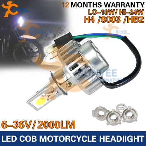 Hi power h4 24w cree cob led motorcycle headlight hi-low beam 2000/2500lm 6-36v