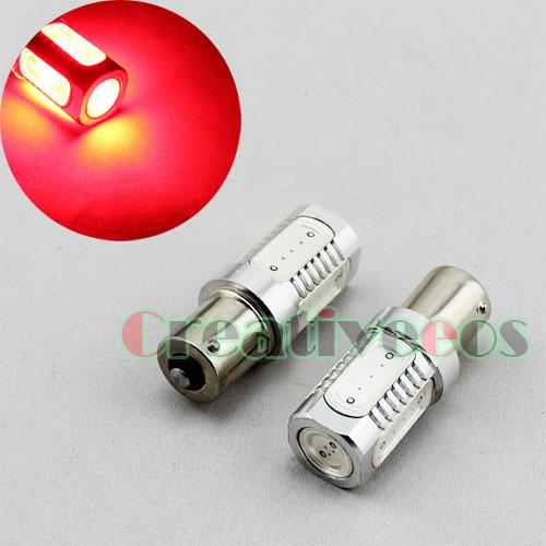 2x 1156/ba15s high power 7.5w led backup rear turn signal reverse light bulb red