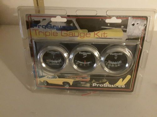 Vintage pro source triple gauge kit amp water temp oil car &amp; truck parts gauges