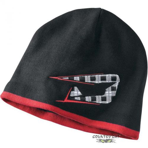 Drift racing checkered big &#034;d&#034; winter beanie hat - black / red - 5235-509