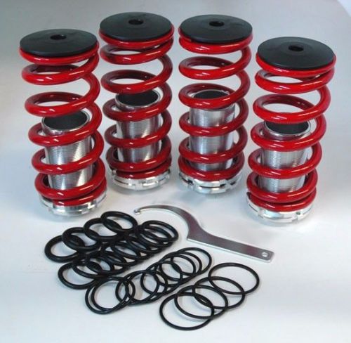 Honda adjustable 0-4&#034; red silver suspension coilovers lowering drop springs kit