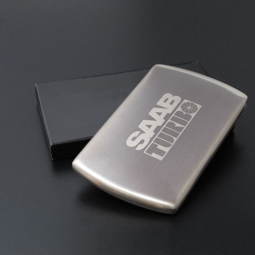 Stylish saab turbo stainless steel &#039;push type&#034; name card case, laser engraving!