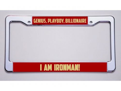 Tony stark fan? &#034; genius playboy billionaire/i am ironman&#034; license plate frame