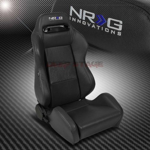 Nrg 2 x 100% real leather sports style racing seats+mounting sliders right side