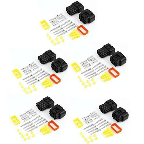 Uxcell? cable connector plug in 8 pins waterproof electrical sets car hid 5pcs