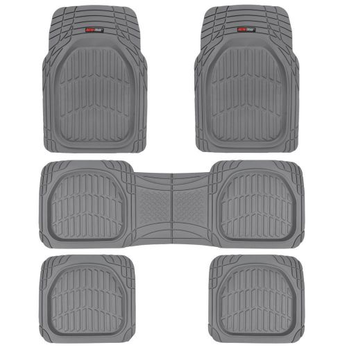 3 row rubber suv van car floor mats deep dish all weather heavy duty gray 5pc