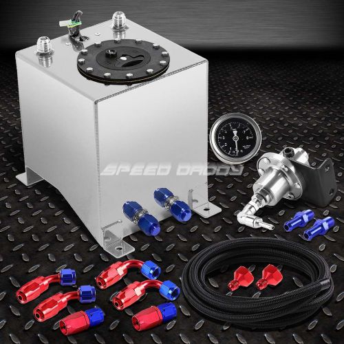 2.5 gallon/9.5l aluminum fuel cell tank+feed line kit+pressure regulator silver