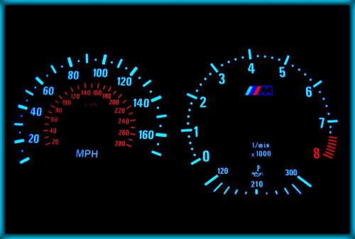 G118 bmw e36 m3 91-99 uk 160mph black/blue el plasma glow gauges cluster dials