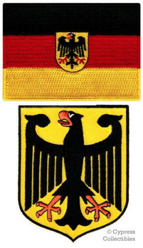 Lot 2 german heritage patch flag and shield emblem biker iron-on germany eagle