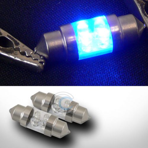 2x blue 31mm festoon 4 count led light bulb interior/door lamps 3022 3175 6428