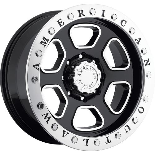 20x9 black american outlaw z-shotgun 8x6.5 -10 rims fun country 37x12.5x20