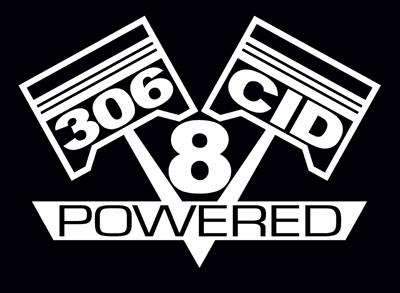 2 v8 306 cid engine piston decal set sticker emblems 5.0 bored 302 decals