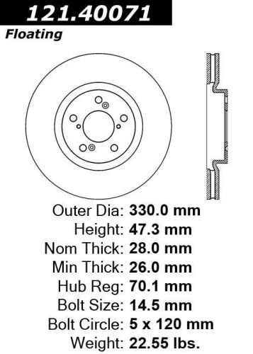 Centric parts 121.40071 front disc brake rotor