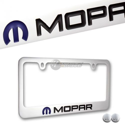 Dodge mopar logo chrome brass metal license plate frame  w/ screw caps new!!