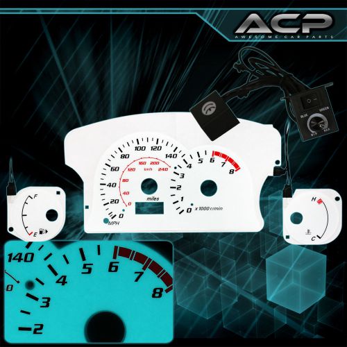 White indiglo gauge dashboard cluster 8k rpm upgrade for 00-04 eclipse mt jdm