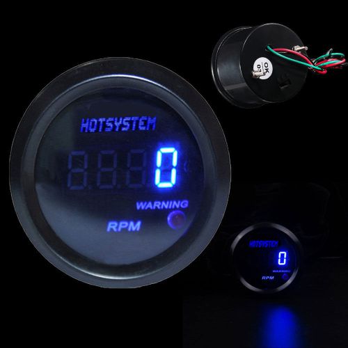 New 2&#034; 52mm blue digital led elec 0-9999 rpm black tachometer gauge hotsystem#1